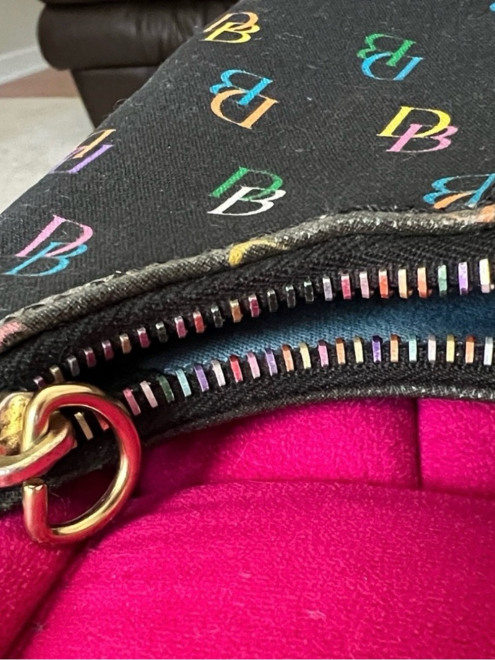 Dooney & Bourke Black Shoulder Bag with Multicolor DB Logo Print - Picture 15 of 15